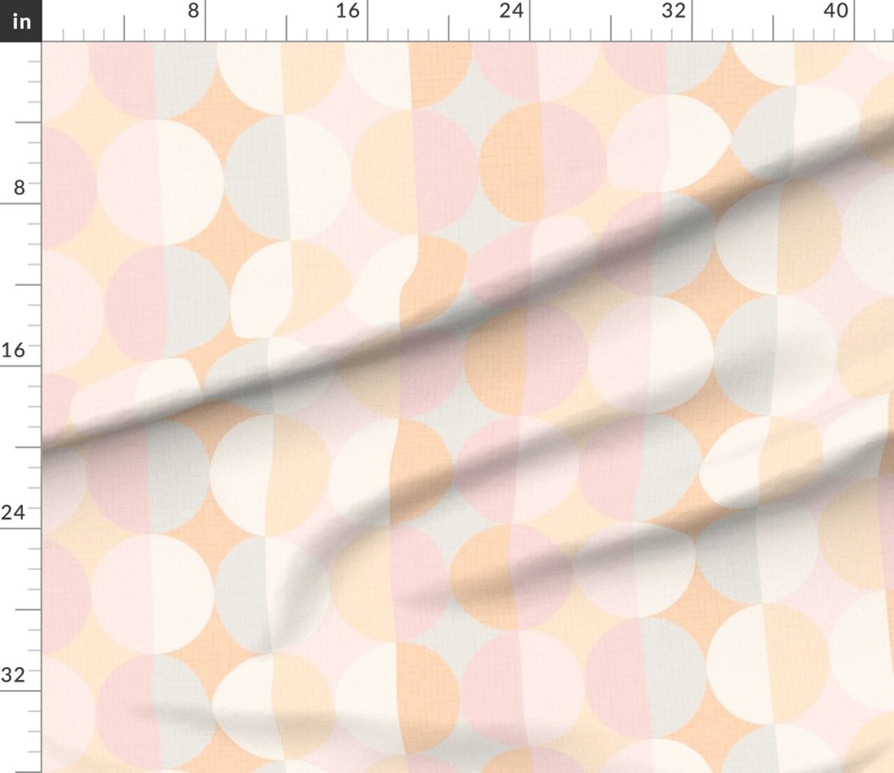 Pink Orange Vintage Retro Geometric Large Scale Semicircles Apricot Mid Century Modern Custom Printed Fabric by Spoonflower Various Fabrics by the Yard or Fat Quarter